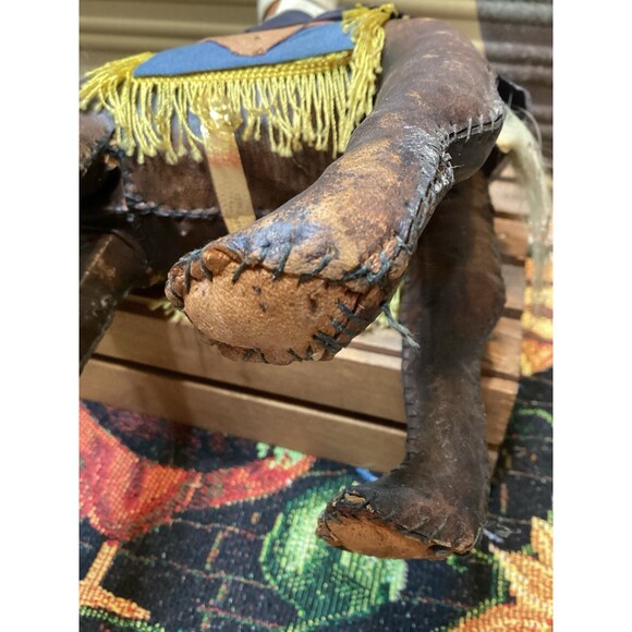 Vintage Leather & Fur Wrapped & Stitched Camel With Rider Handmade Middle East - Picture 12 of 16